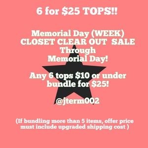 6 TOPS FOR $25
